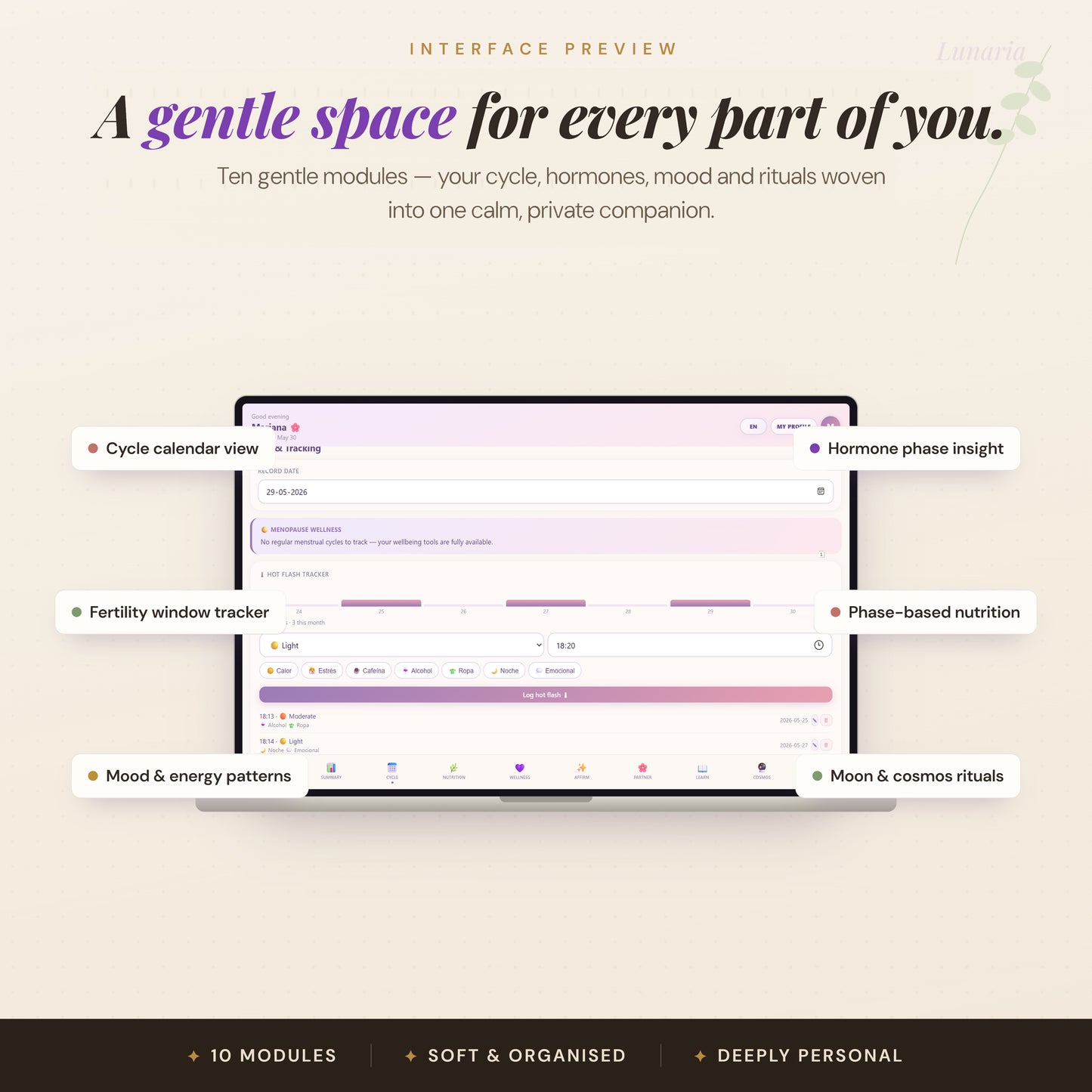 Lunaria – Hormone & Cycle Tracker App for Every Life Stage