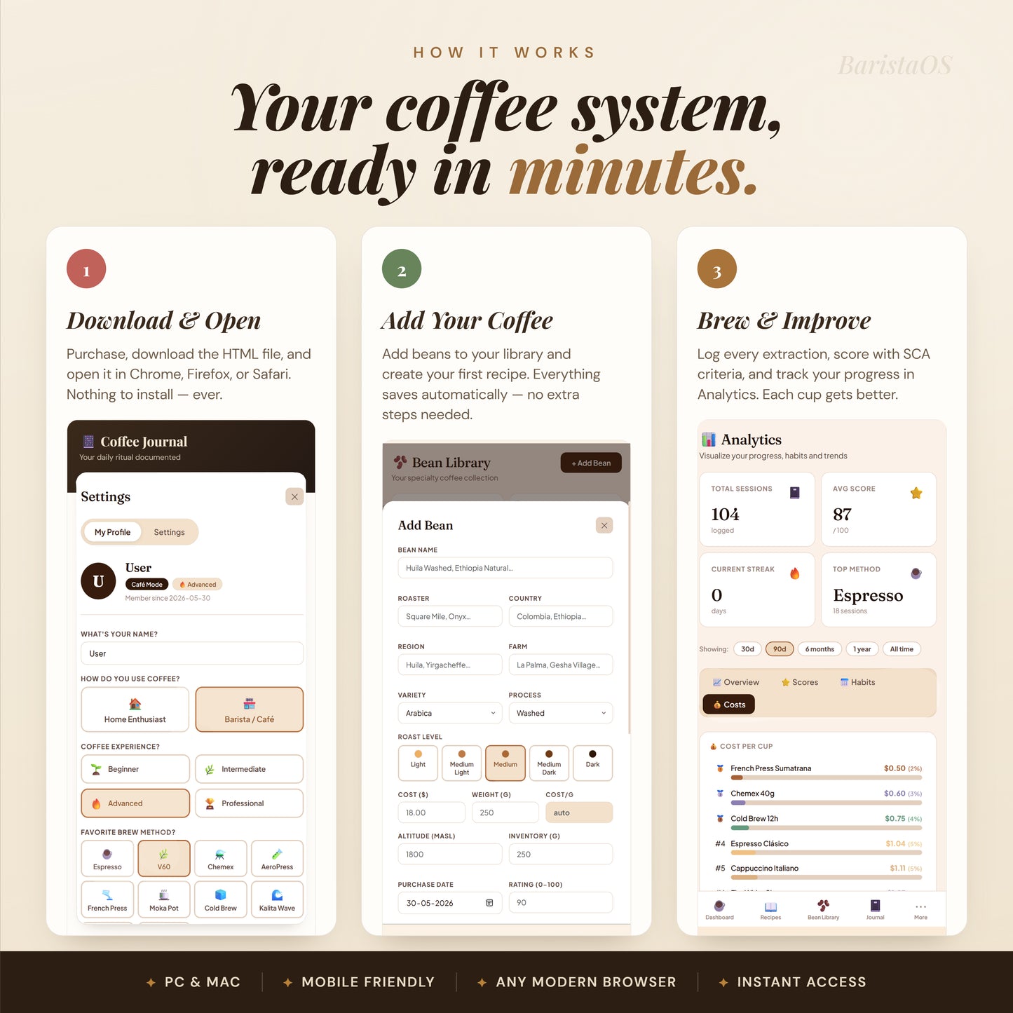 BaristaOS – Specialty Coffee Tracker & Café Management App